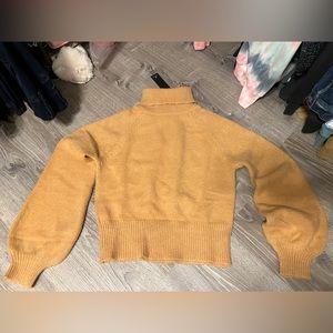 NWT Best Moment Tan Balloon Sleeve Turtleneck Cutout Sweater - Medium -Tan